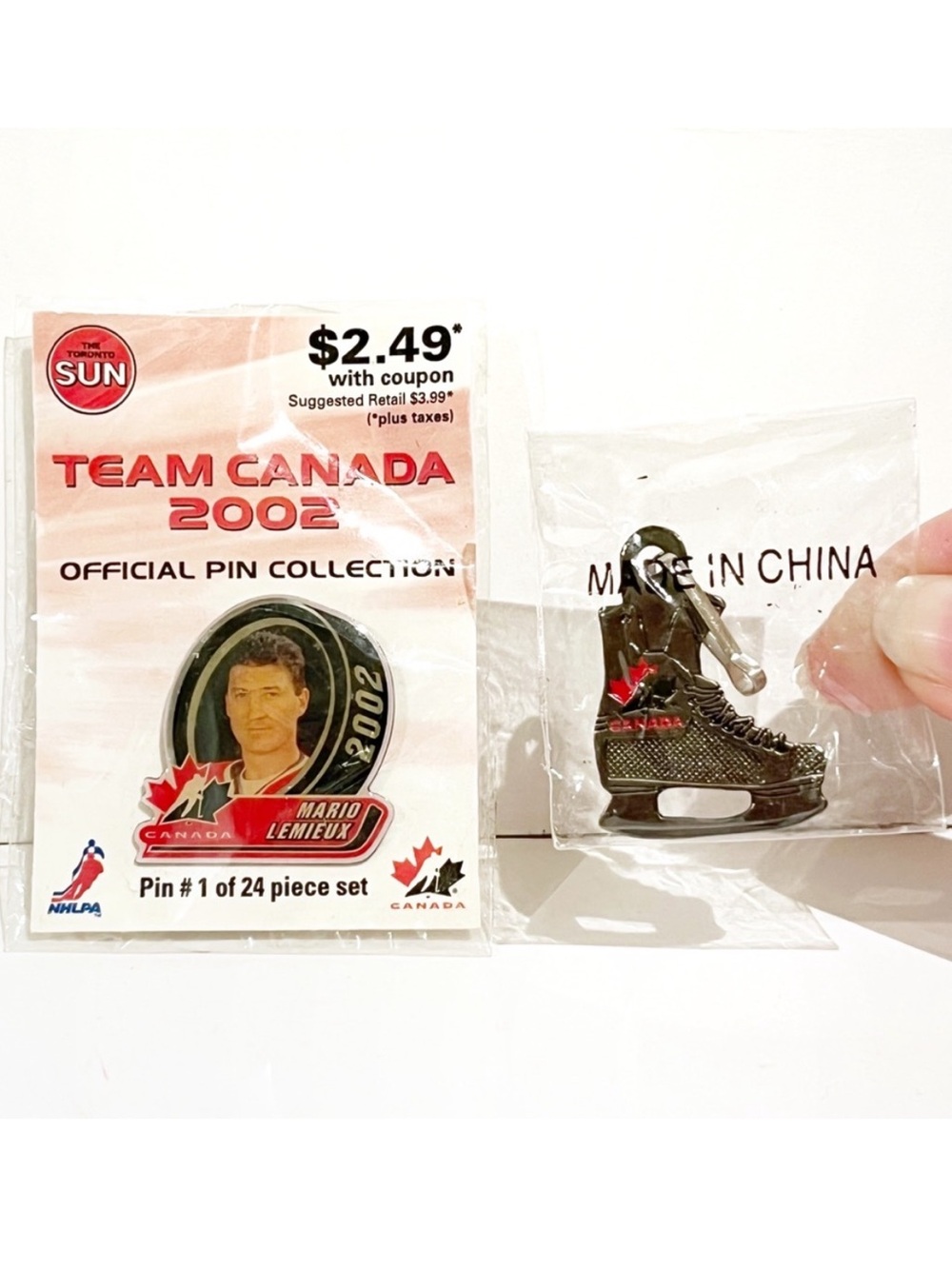 Vintage Team Canada Hockey Pin Mario Lemieux 2002 Collectors Toronto Sun Skate